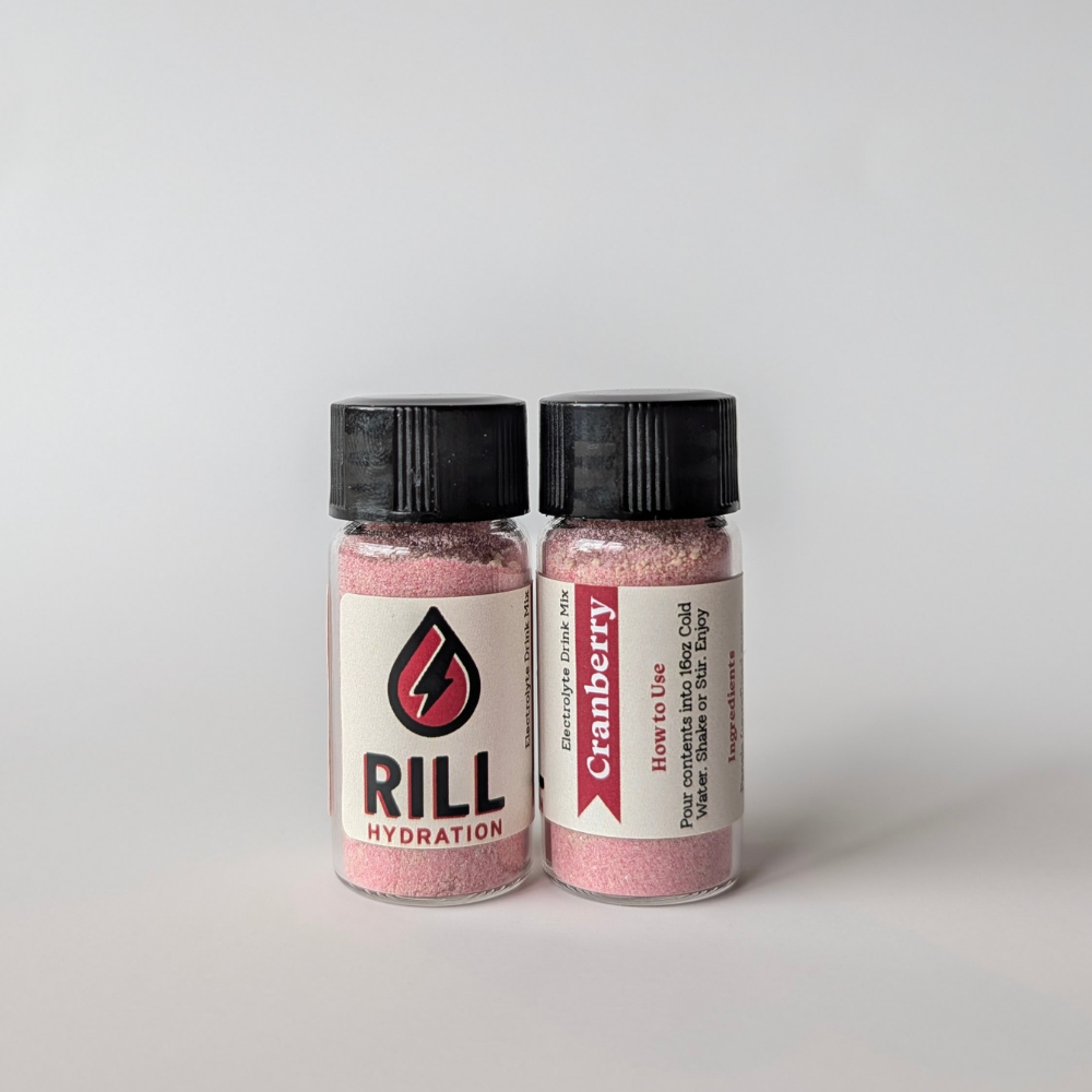 Single Serving of Rill Hydration Electrolyte Drink Mix in Cranberry 