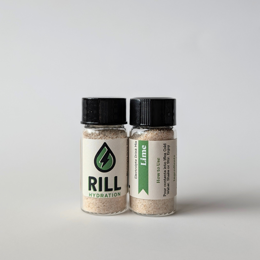 Single Serving of Rill Hydration Electrolyte Drink Mix in Lime 
